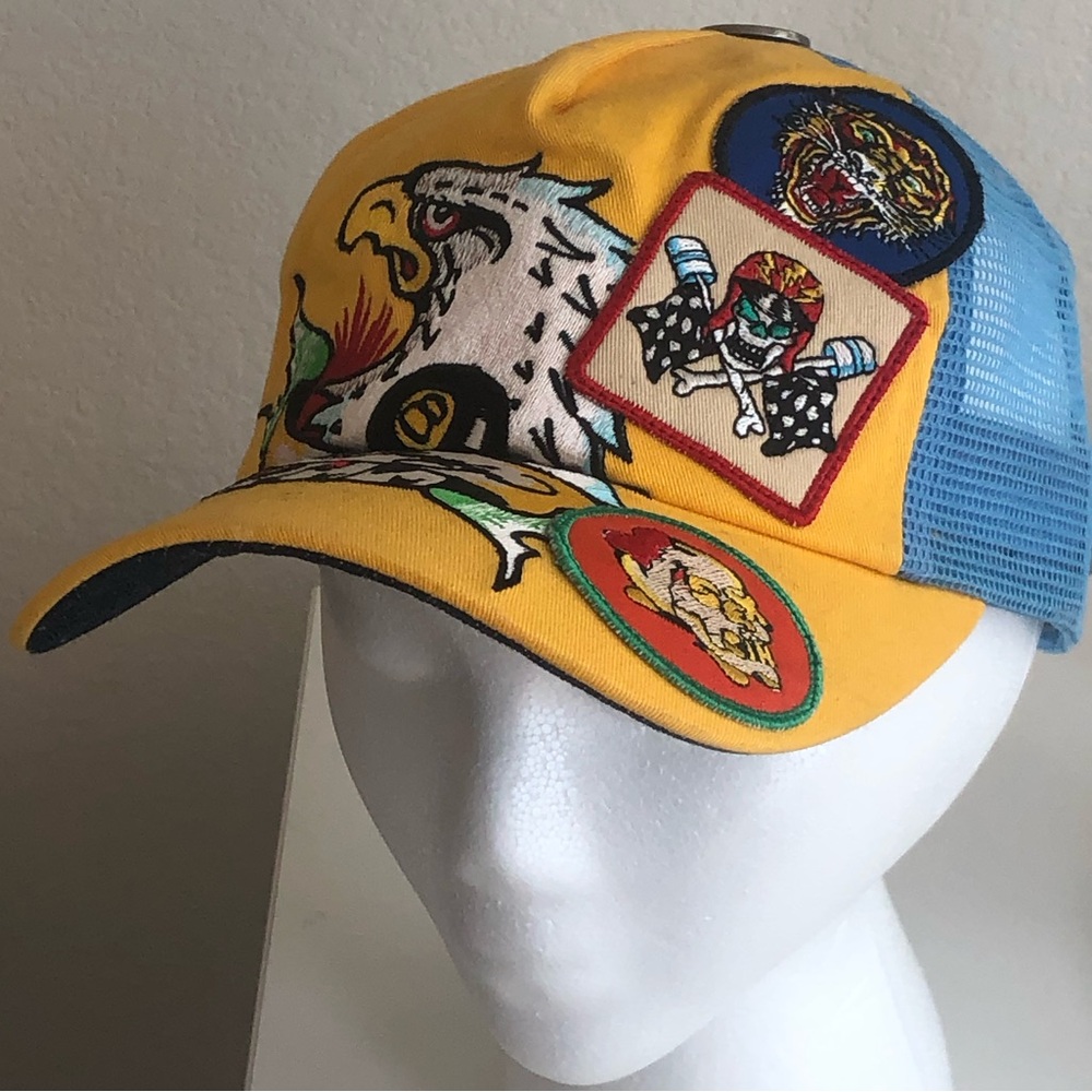Ed Hardy Vintage Trucker Hat with Eagle Design & Patches - discount shipping